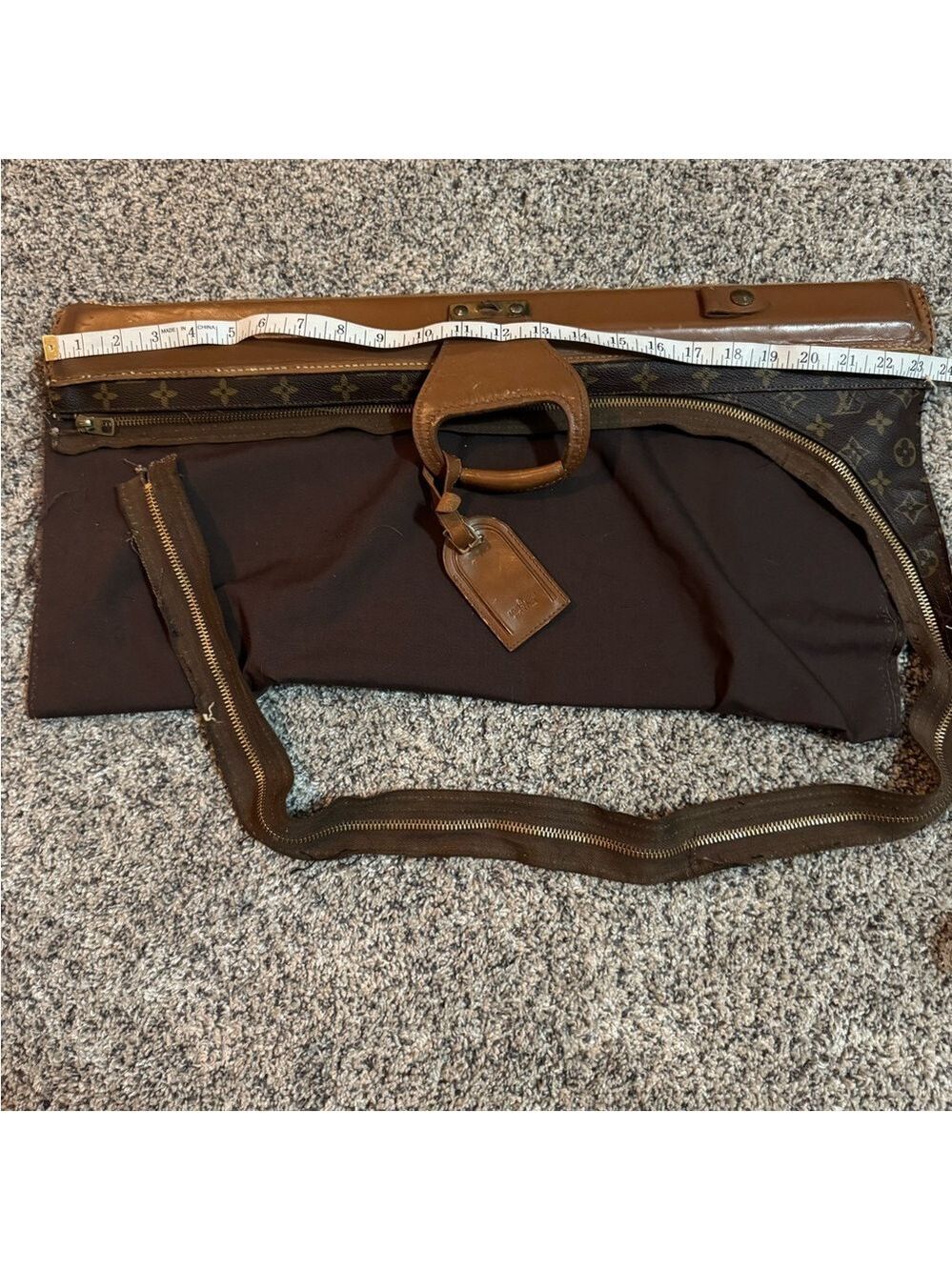Louis Vuitton Garment Bag Scrap Lot Authentic Canvas Leather Parts Repair Craft